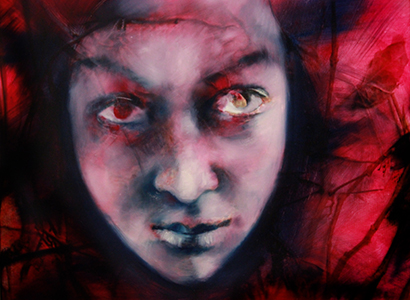 Painting of Evil face, oil on canvas by Barbara Agreste.