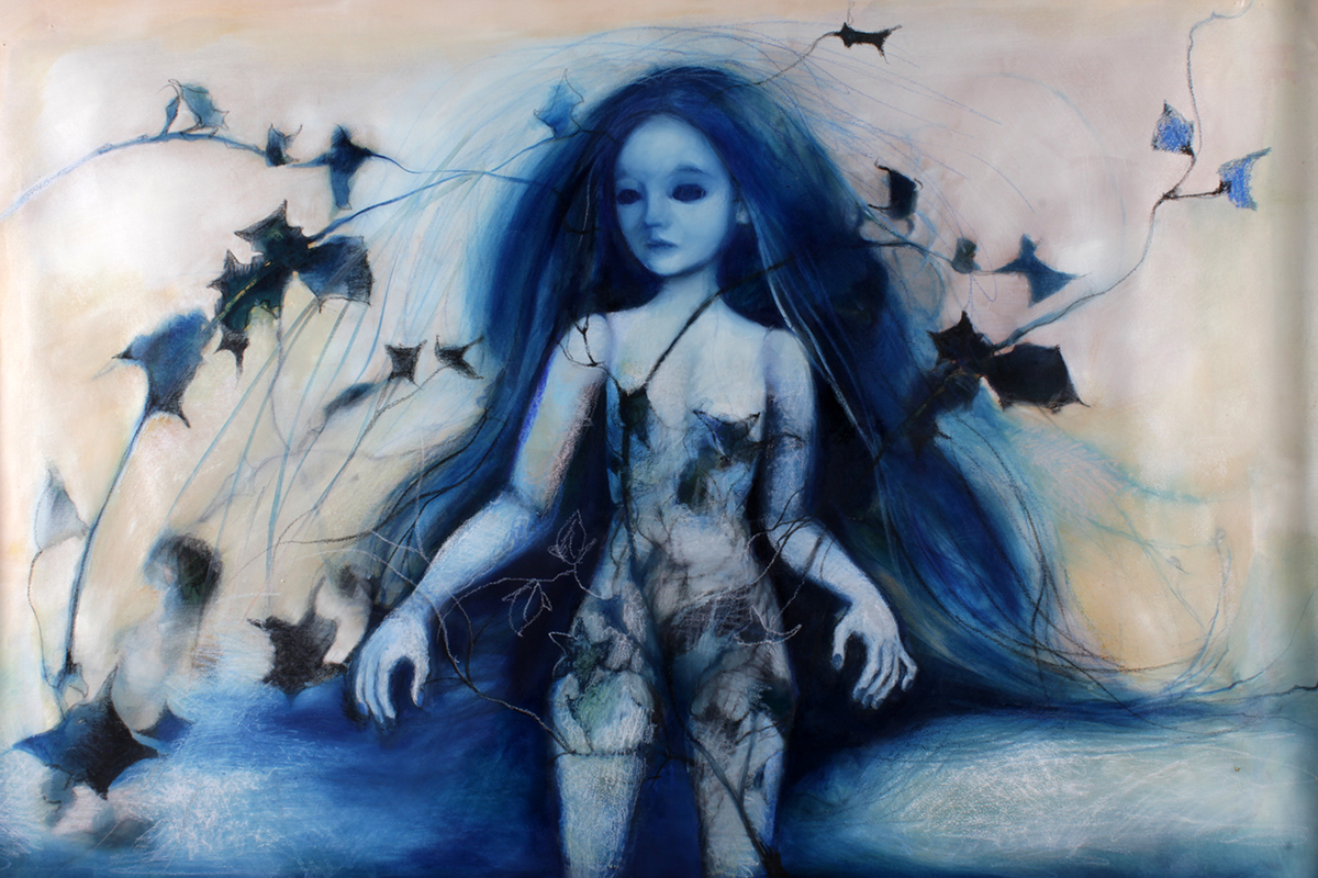 ophelia, art, oil, painting on canvas, doll