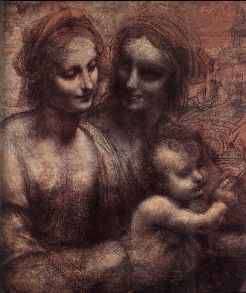 Leonardo Da Vinci,The Virgin and Child with Saint Anne and Saint John the Baptist