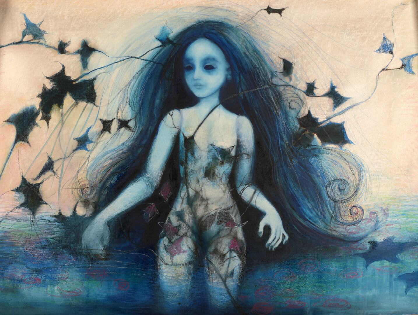 barbara-agreste-ophelias-pond-aquatic-dreamlike-ophelia-art